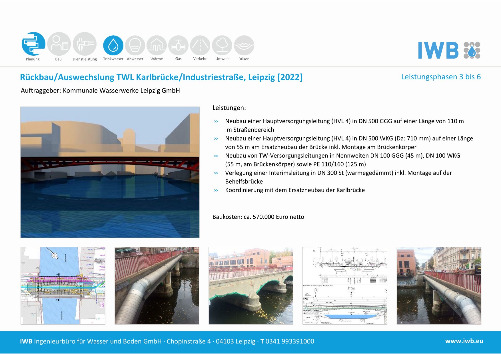 Rückbau/Auswechslung TWL Karlbrücke/Industriestraße - Kommunale Wasserwerke Leipzig GmbH [2022] 